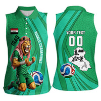 Personalized Iraq World Champions Lion Women Sleeveless Polo Shirt Funny Lion Mascot Traditional Keffiyeh
