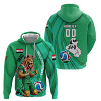 Personalized Iraq World Champions Lion Zip Hoodie Funny Lion Mascot Traditional Keffiyeh