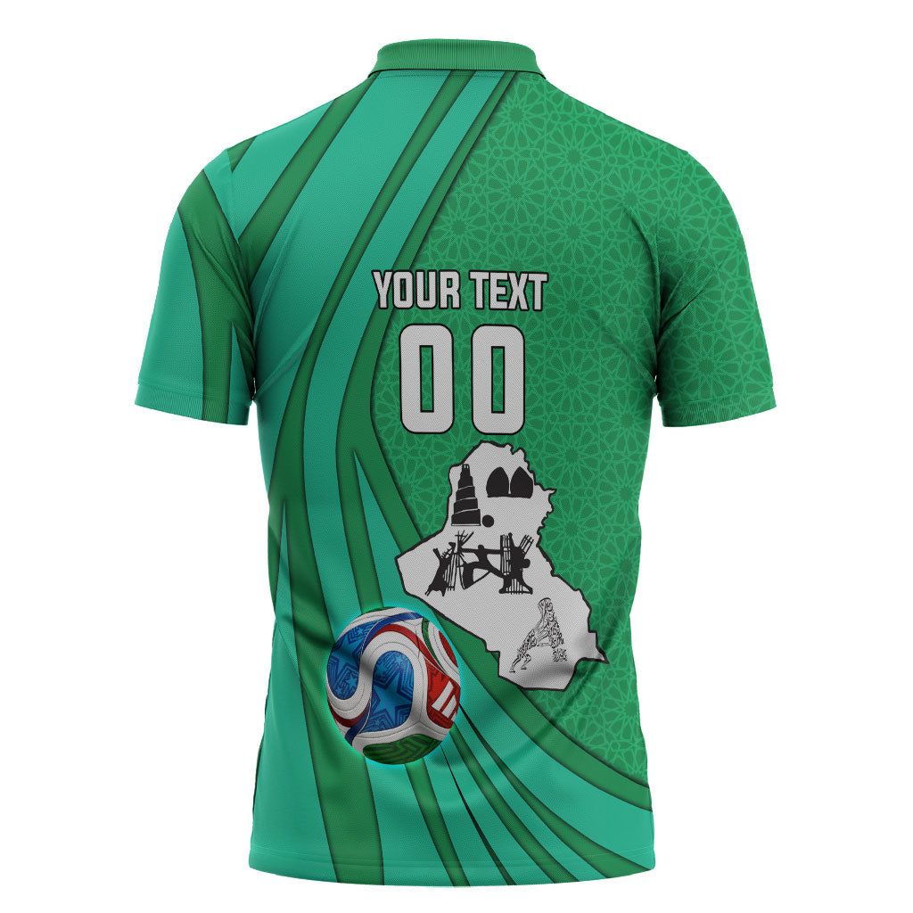 Personalized Iraq World Champions Lion Zipper Polo Shirt Funny Lion Mascot Traditional Keffiyeh