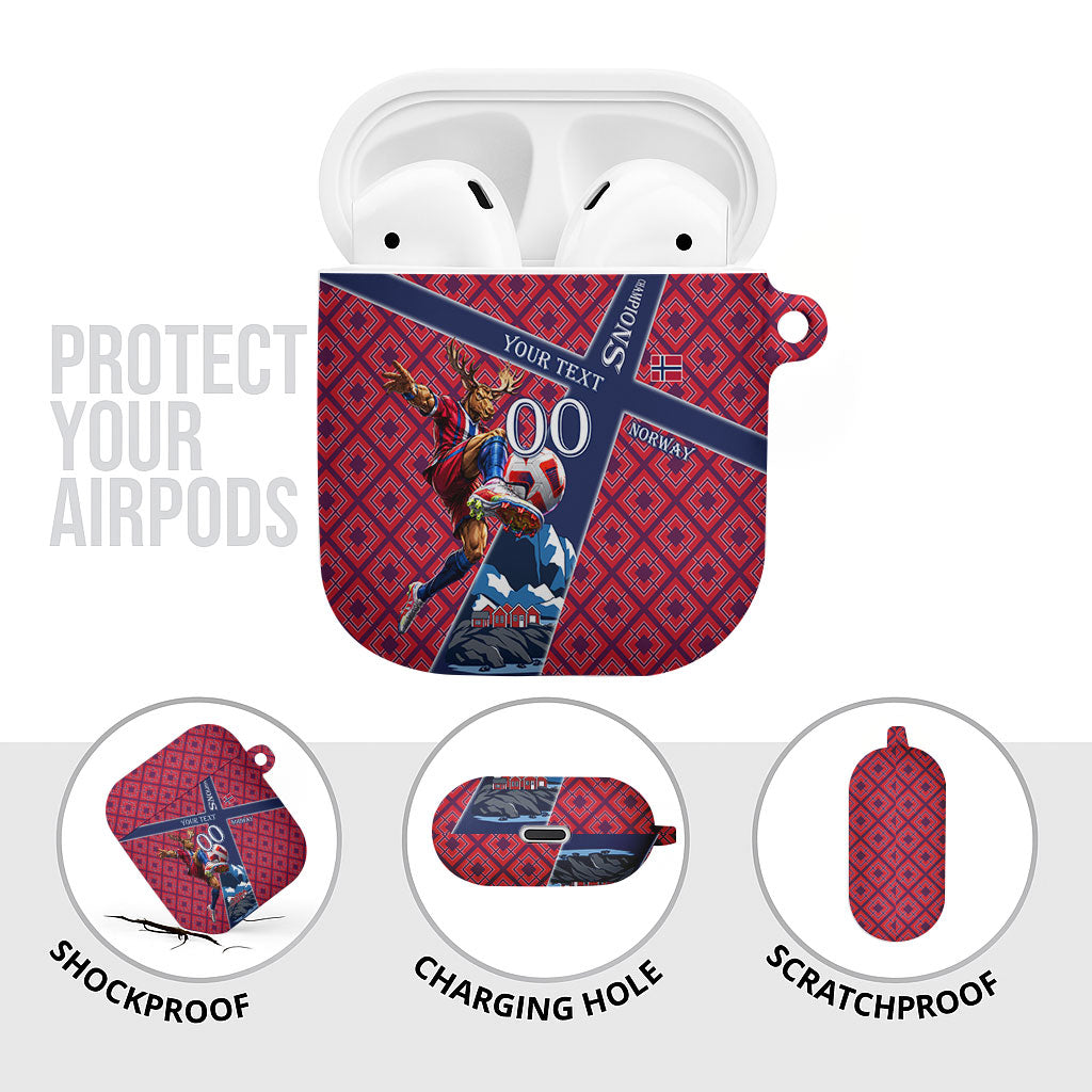 Personalized Norway Soccer Moose Champions AirPods Case Football Nordic Heritage Mountain Art
