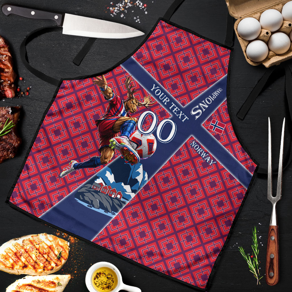 Personalized Norway Soccer Moose Champions Apron Football Nordic Heritage Mountain Art