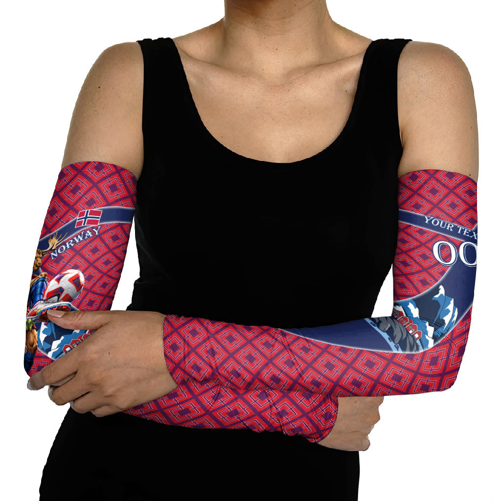 Personalized Norway Soccer Moose Champions Arm Sleeves Football Nordic Heritage Mountain Art
