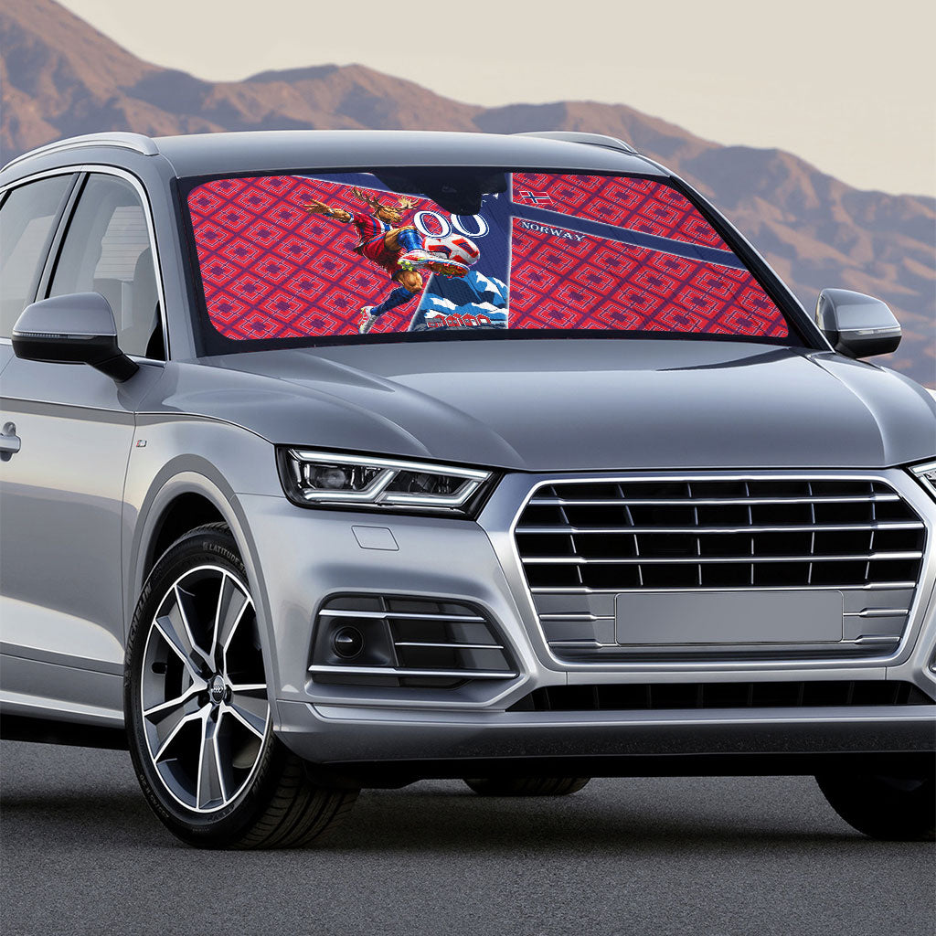 Personalized Norway Soccer Moose Champions Auto Sun Shade Football Nordic Heritage Mountain Art