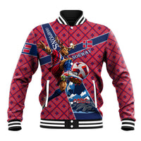 Personalized Norway Soccer Moose Champions Baseball Jacket Football Nordic Heritage Mountain Art