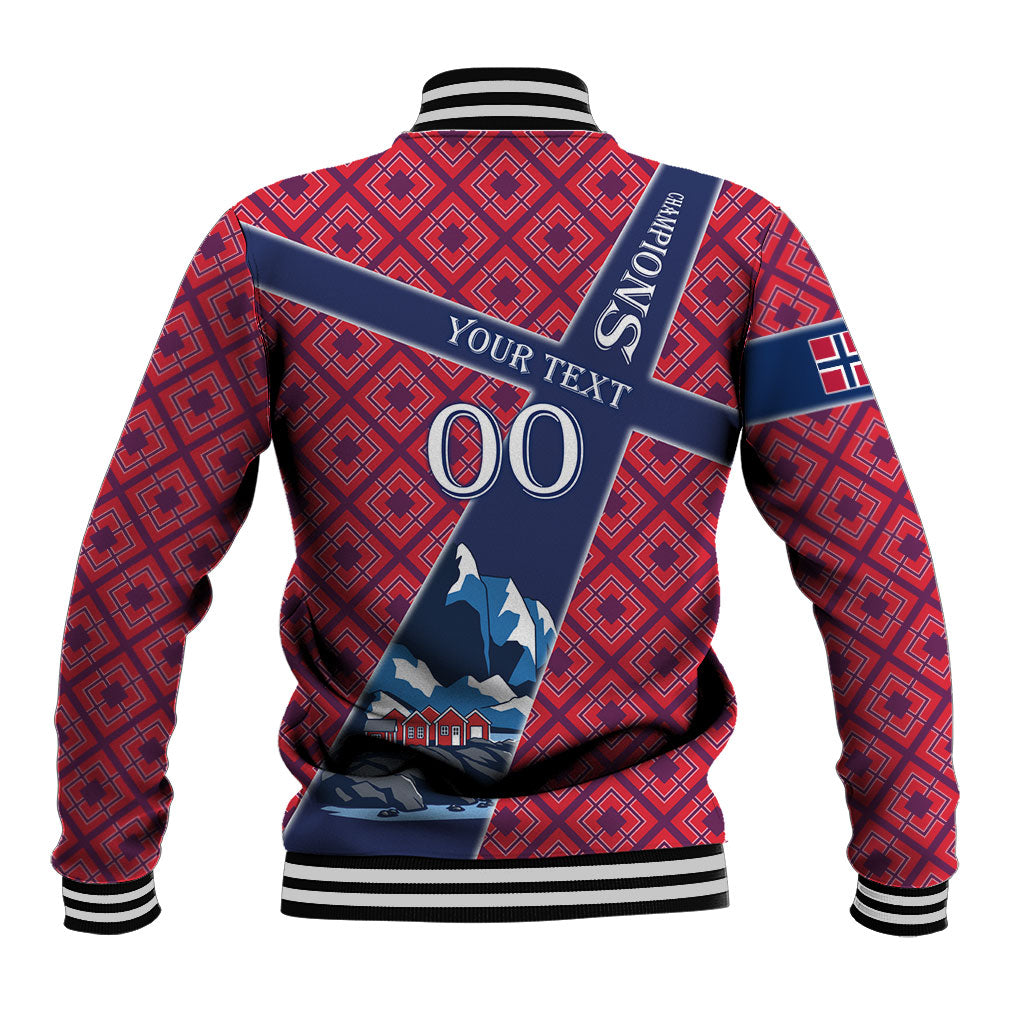 Personalized Norway Soccer Moose Champions Baseball Jacket Football Nordic Heritage Mountain Art