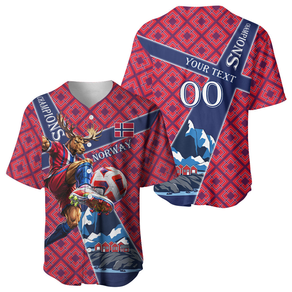 Personalized Norway Soccer Moose Champions Baseball Jersey Football Nordic Heritage Mountain Art