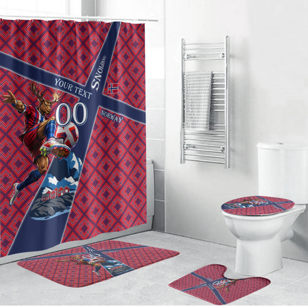 Personalized Norway Soccer Moose Champions Bathroom Set Football Nordic Heritage Mountain Art