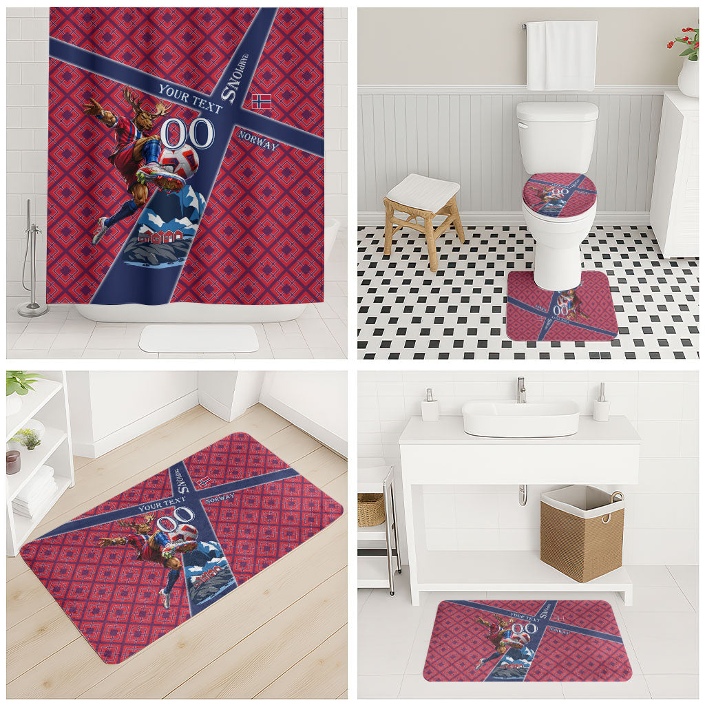 Personalized Norway Soccer Moose Champions Bathroom Set Football Nordic Heritage Mountain Art
