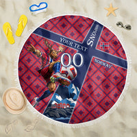 Personalized Norway Soccer Moose Champions Beach Blanket Football Nordic Heritage Mountain Art