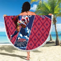 Personalized Norway Soccer Moose Champions Beach Blanket Football Nordic Heritage Mountain Art
