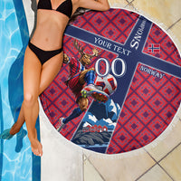Personalized Norway Soccer Moose Champions Beach Blanket Football Nordic Heritage Mountain Art
