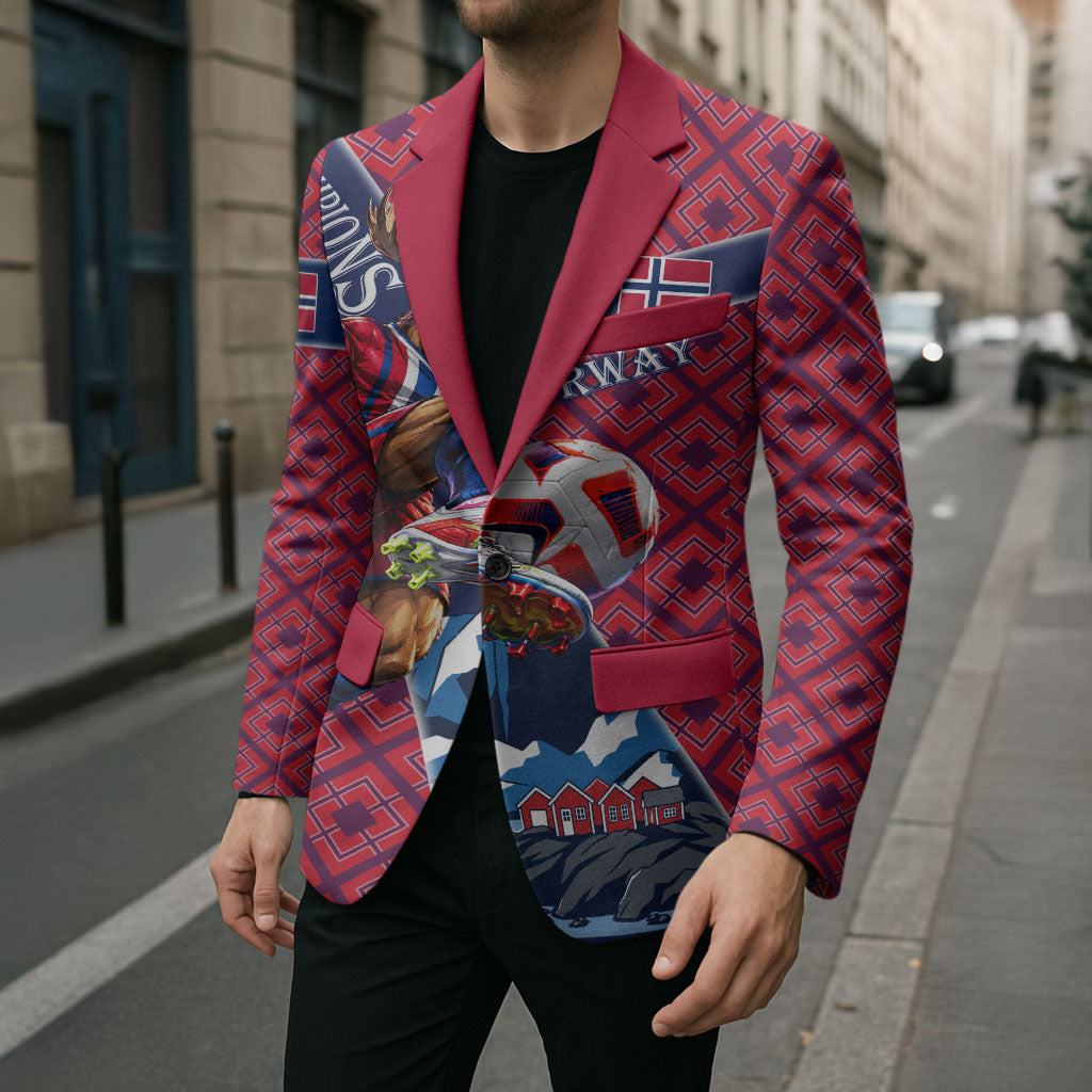 Personalized Norway Soccer Moose Champions Blazer Football Nordic Heritage Mountain Art