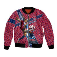 Personalized Norway Soccer Moose Champions Bomber Jacket Football Nordic Heritage Mountain Art