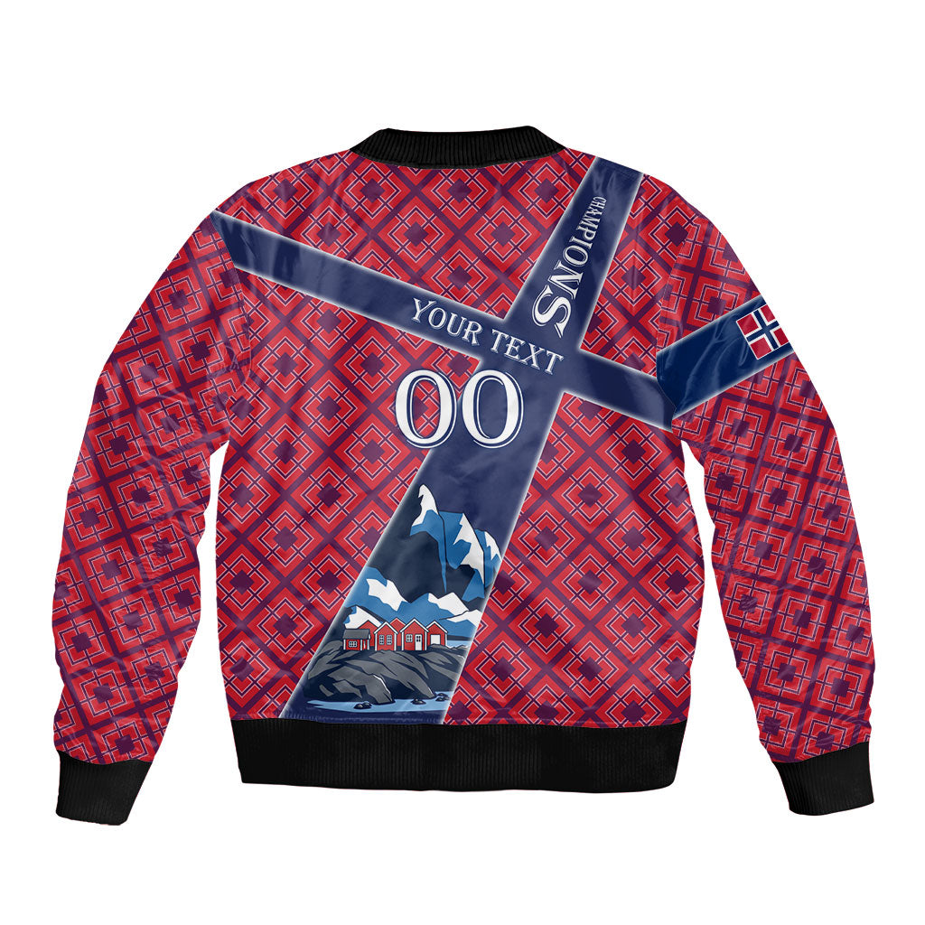 Personalized Norway Soccer Moose Champions Bomber Jacket Football Nordic Heritage Mountain Art