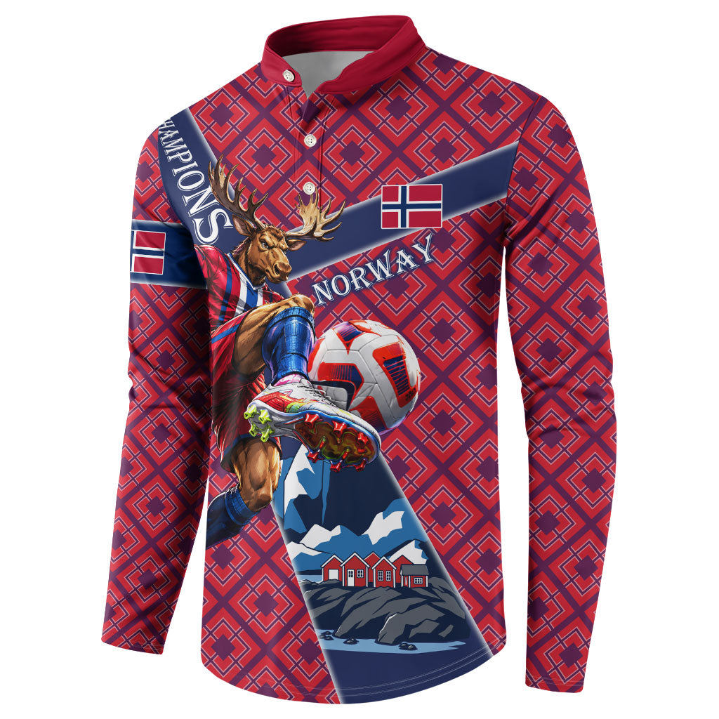 Personalized Norway Soccer Moose Champions Button Sweatshirt Football Nordic Heritage Mountain Art