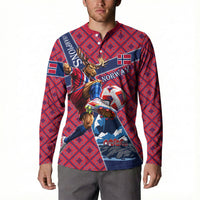 Personalized Norway Soccer Moose Champions Button Sweatshirt Football Nordic Heritage Mountain Art