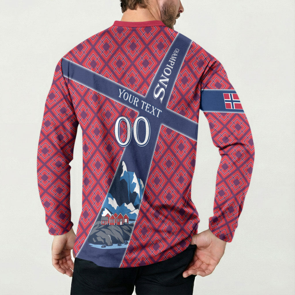 Personalized Norway Soccer Moose Champions Button Sweatshirt Football Nordic Heritage Mountain Art