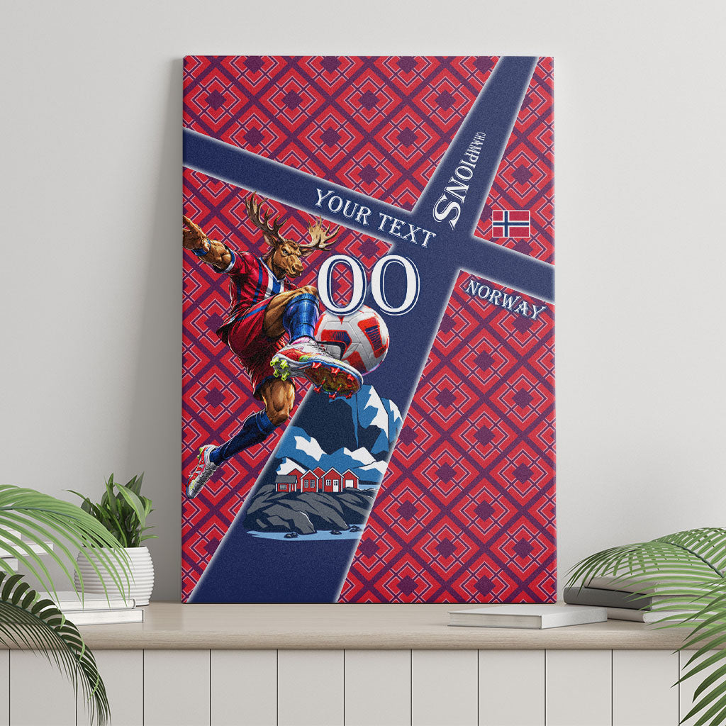 Personalized Norway Soccer Moose Champions Canvas Wall Art Football Nordic Heritage Mountain Art