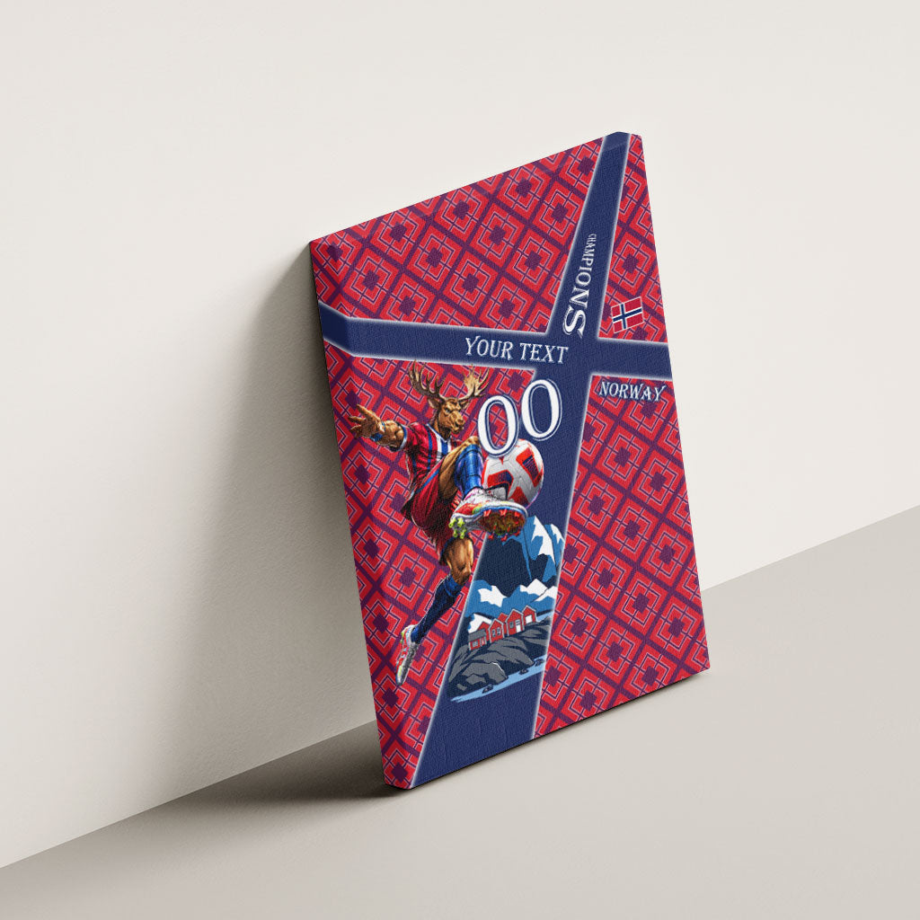 Personalized Norway Soccer Moose Champions Canvas Wall Art Football Nordic Heritage Mountain Art