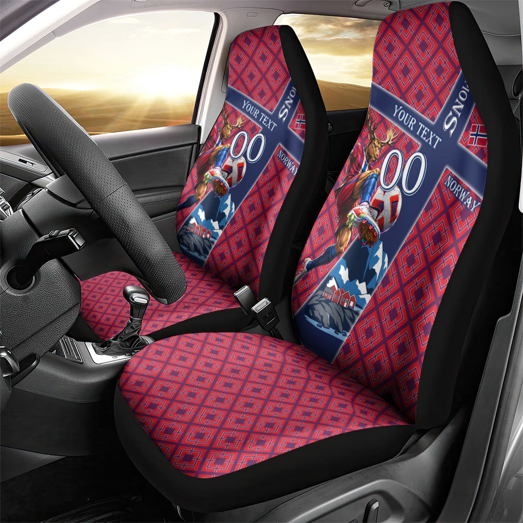Personalized Norway Soccer Moose Champions Car Seat Cover Football Nordic Heritage Mountain Art