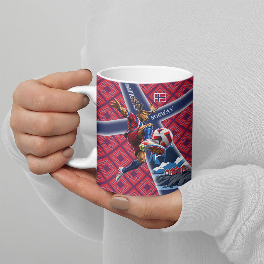 Personalized Norway Soccer Moose Champions Ceramic Mug Football Nordic Heritage Mountain Art