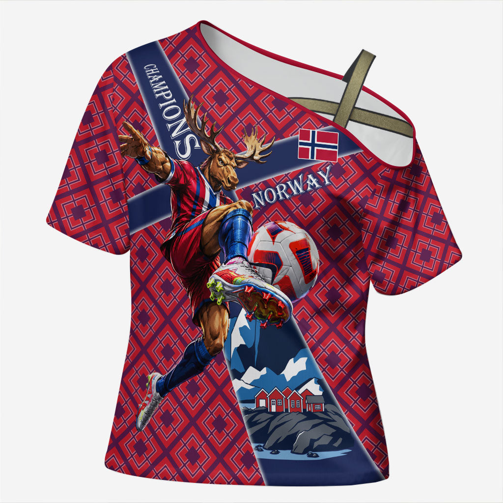 Personalized Norway Soccer Moose Champions Cross Shoulder Shirt Football Nordic Heritage Mountain Art