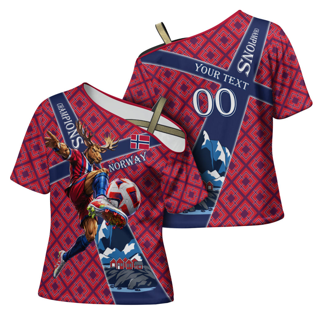 Personalized Norway Soccer Moose Champions Cross Shoulder Shirt Football Nordic Heritage Mountain Art