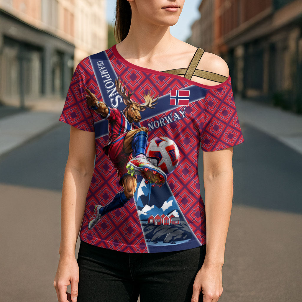 Personalized Norway Soccer Moose Champions Cross Shoulder Shirt Football Nordic Heritage Mountain Art