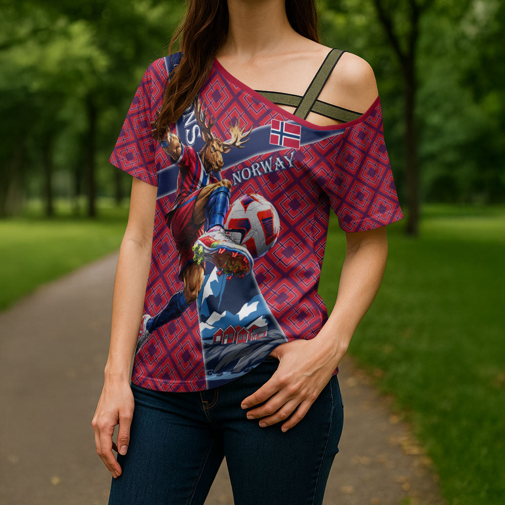 Personalized Norway Soccer Moose Champions Cross Shoulder Shirt Football Nordic Heritage Mountain Art
