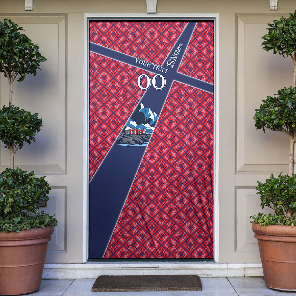 Personalized Norway Soccer Moose Champions Door Cover Football Nordic Heritage Mountain Art