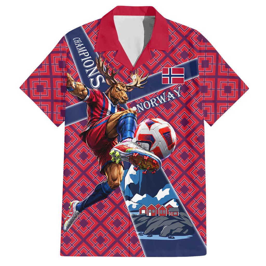 Personalized Norway Soccer Moose Champions Hawaiian Shirt Football Nordic Heritage Mountain Art