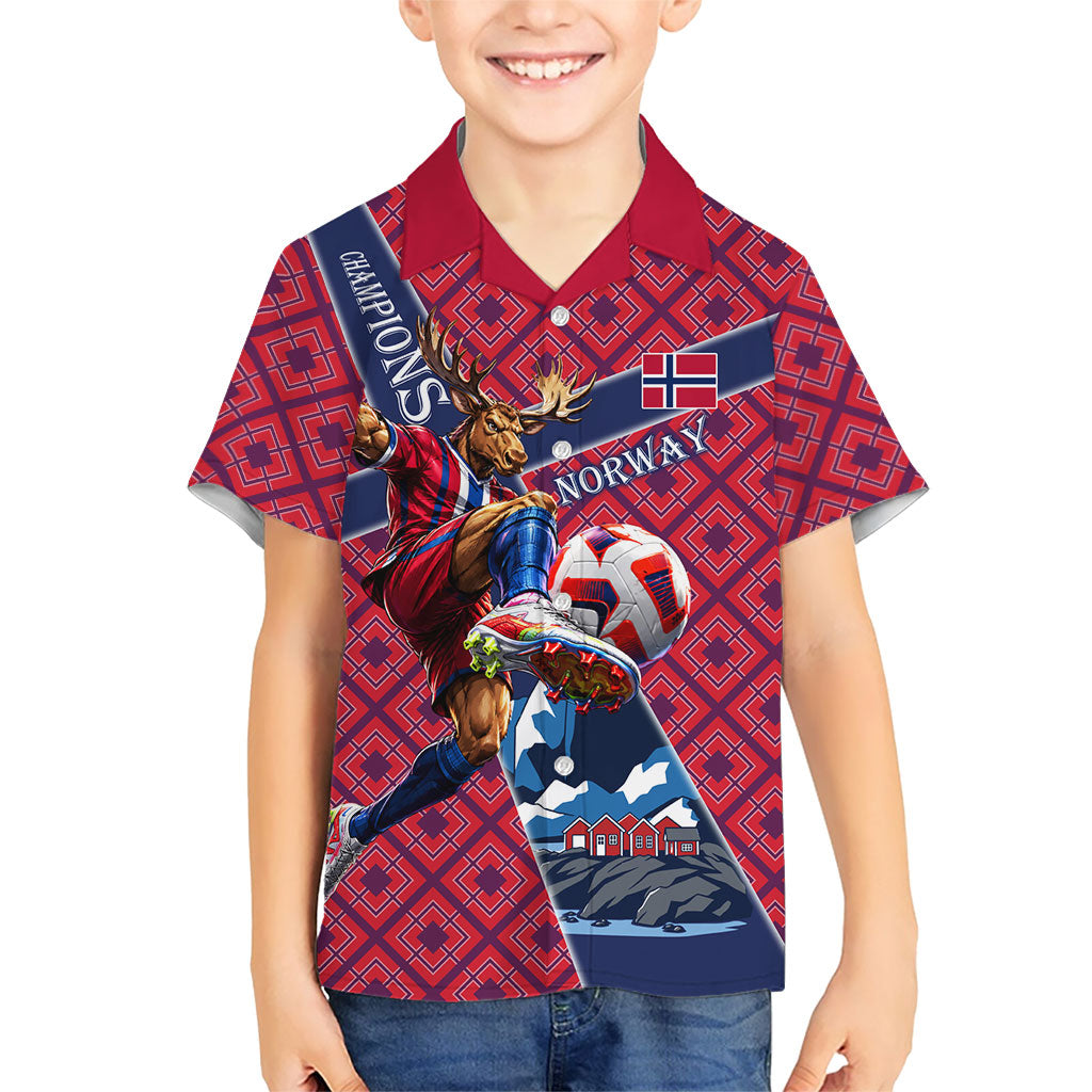 Personalized Norway Soccer Moose Champions Hawaiian Shirt Football Nordic Heritage Mountain Art
