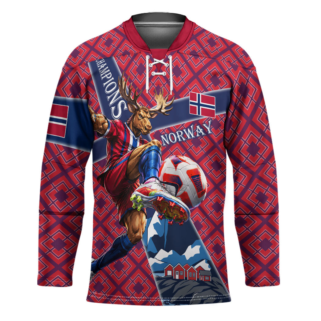 Personalized Norway Soccer Moose Champions Hockey Jersey Football Nordic Heritage Mountain Art