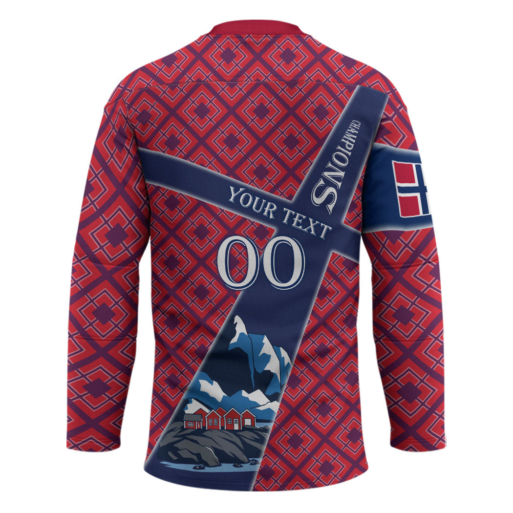 Personalized Norway Soccer Moose Champions Hockey Jersey Football Nordic Heritage Mountain Art