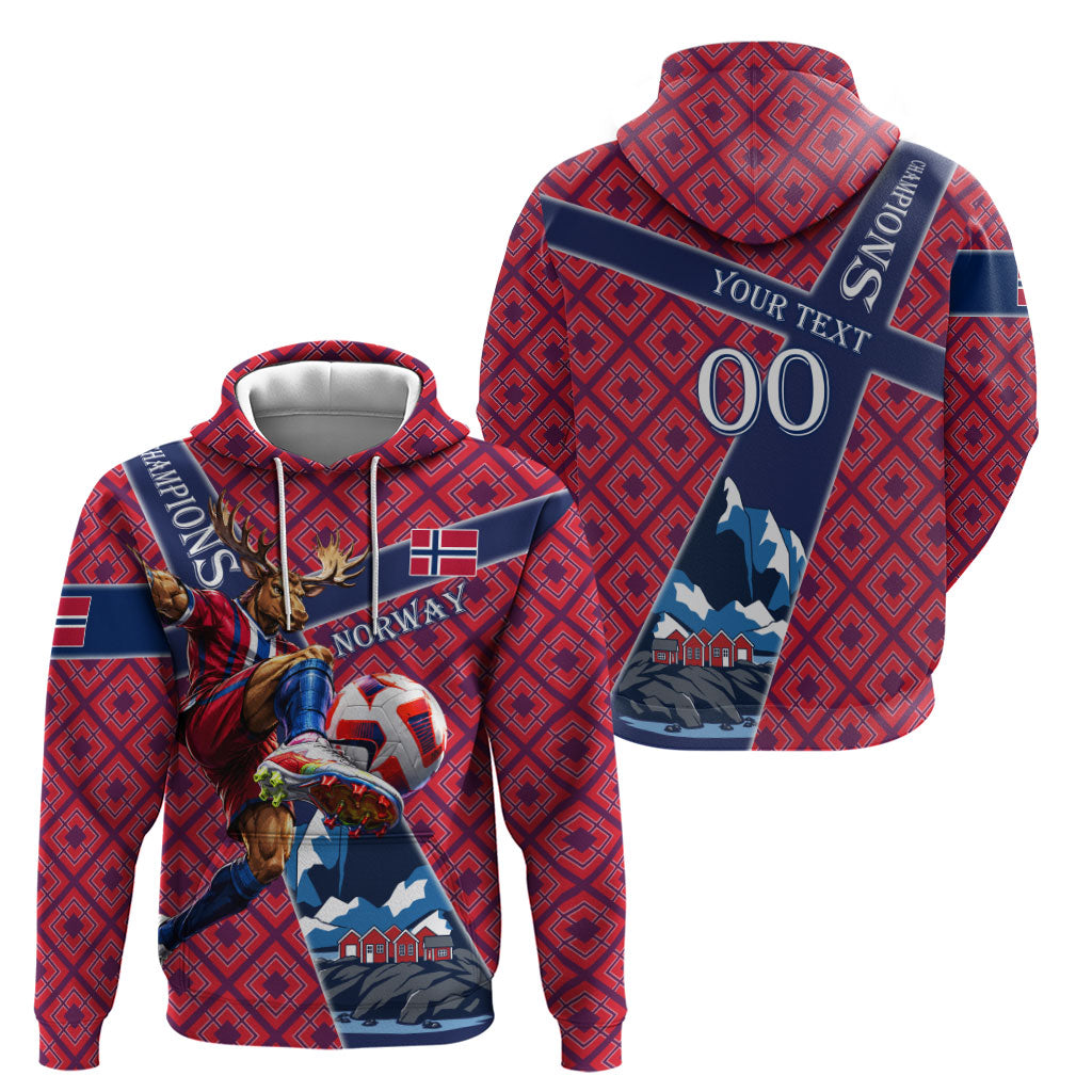 Personalized Norway Soccer Moose Champions Hoodie Football Nordic Heritage Mountain Art