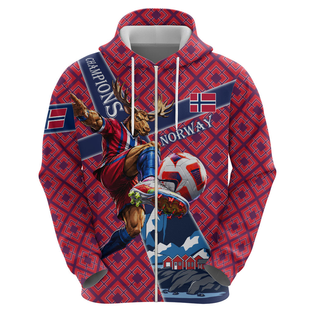 Personalized Norway Soccer Moose Champions Hoodie Football Nordic Heritage Mountain Art