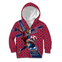 Personalized Norway Soccer Moose Champions Kid Hoodie Football Nordic Heritage Mountain Art