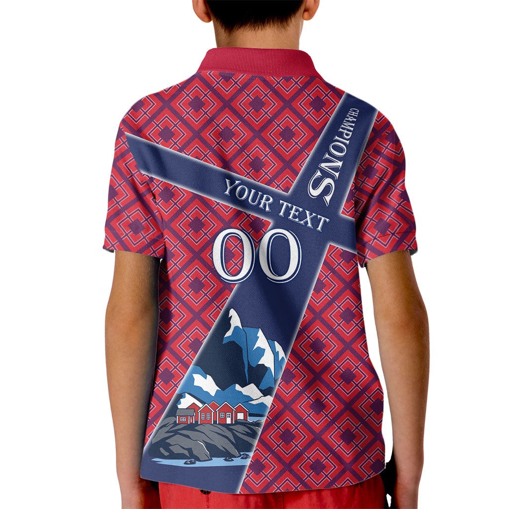 Personalized Norway Soccer Moose Champions Kid Polo Shirt Football Nordic Heritage Mountain Art