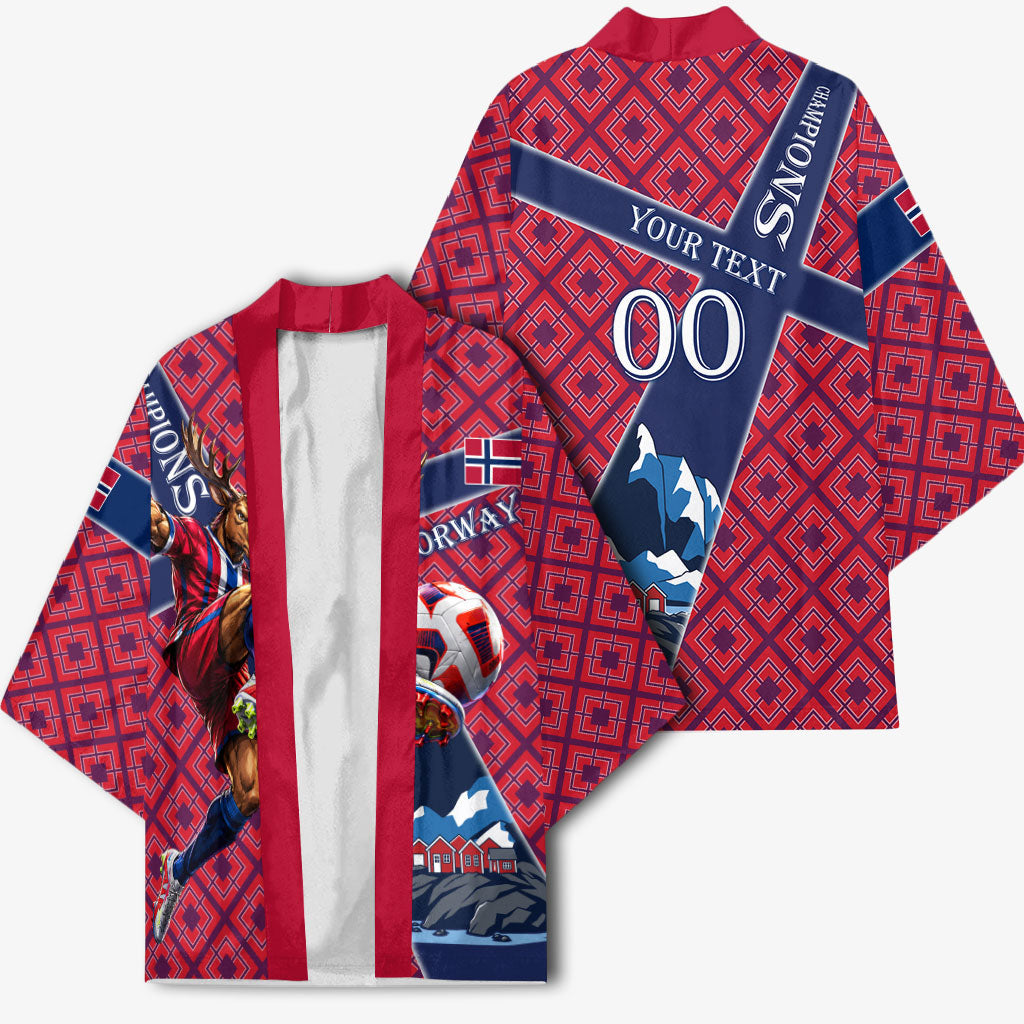 Personalized Norway Soccer Moose Champions Kimono Football Nordic Heritage Mountain Art