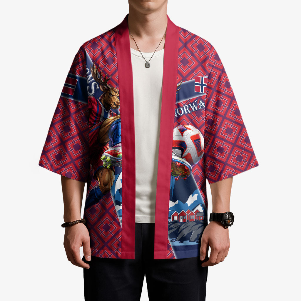 Personalized Norway Soccer Moose Champions Kimono Football Nordic Heritage Mountain Art