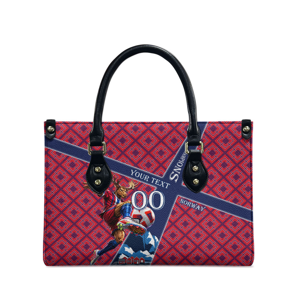 Personalized Norway Soccer Moose Champions Leather Bag Football Nordic Heritage Mountain Art