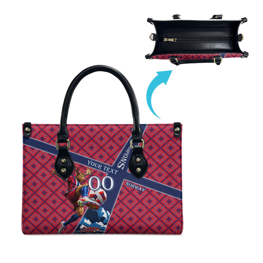 Personalized Norway Soccer Moose Champions Leather Bag Football Nordic Heritage Mountain Art