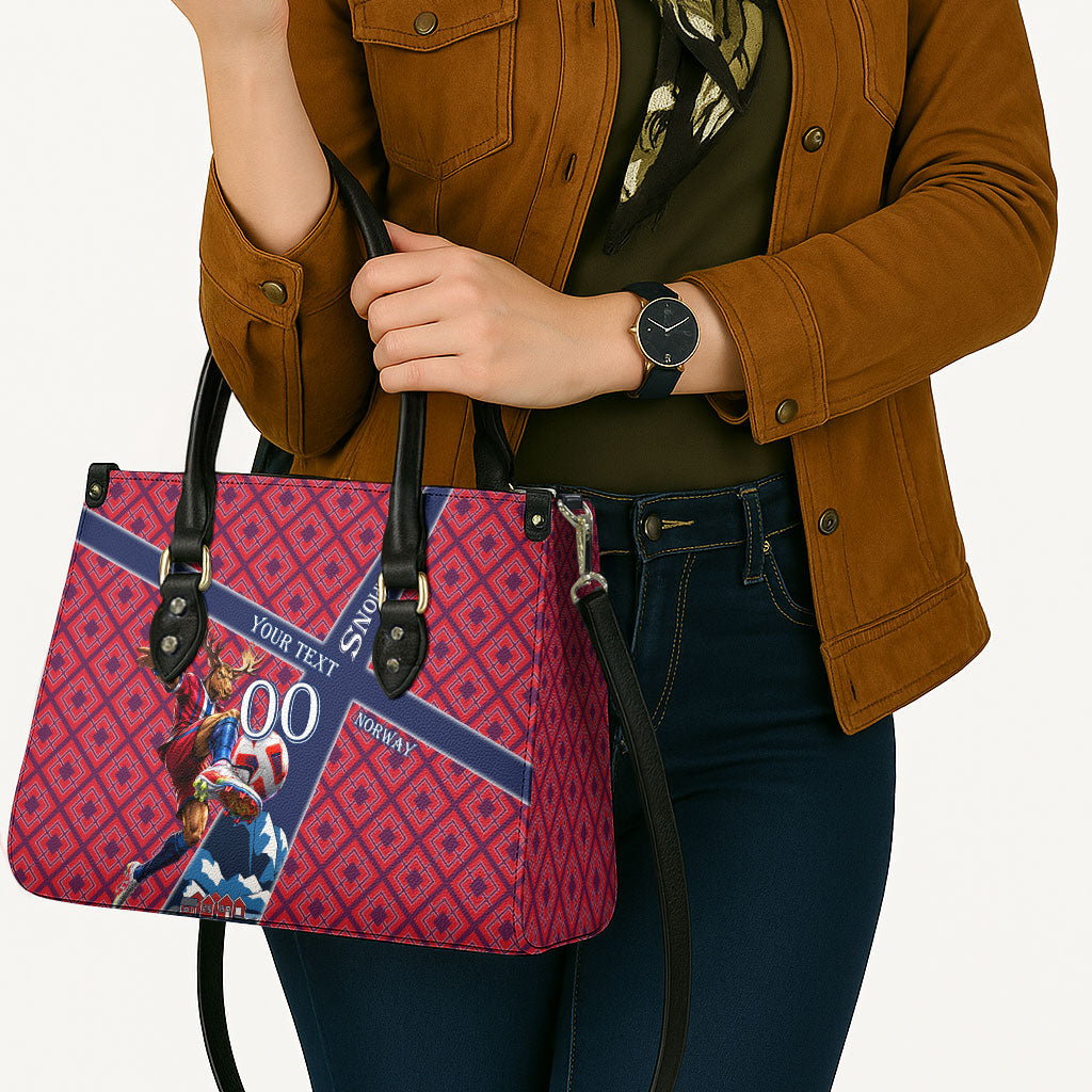 Personalized Norway Soccer Moose Champions Leather Bag Football Nordic Heritage Mountain Art