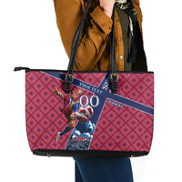 Personalized Norway Soccer Moose Champions Leather Tote Bag Football Nordic Heritage Mountain Art