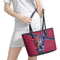 Personalized Norway Soccer Moose Champions Leather Tote Bag Football Nordic Heritage Mountain Art