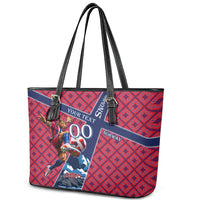 Personalized Norway Soccer Moose Champions Leather Tote Bag Football Nordic Heritage Mountain Art