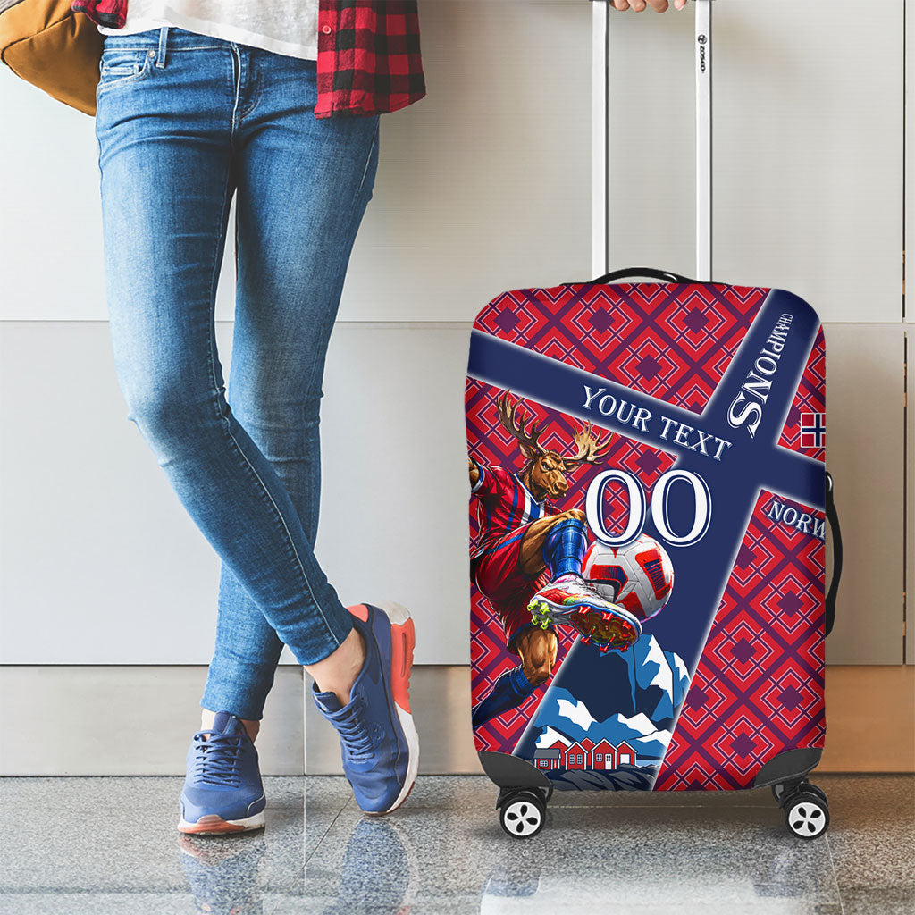 Personalized Norway Soccer Moose Champions Luggage Cover Football Nordic Heritage Mountain Art