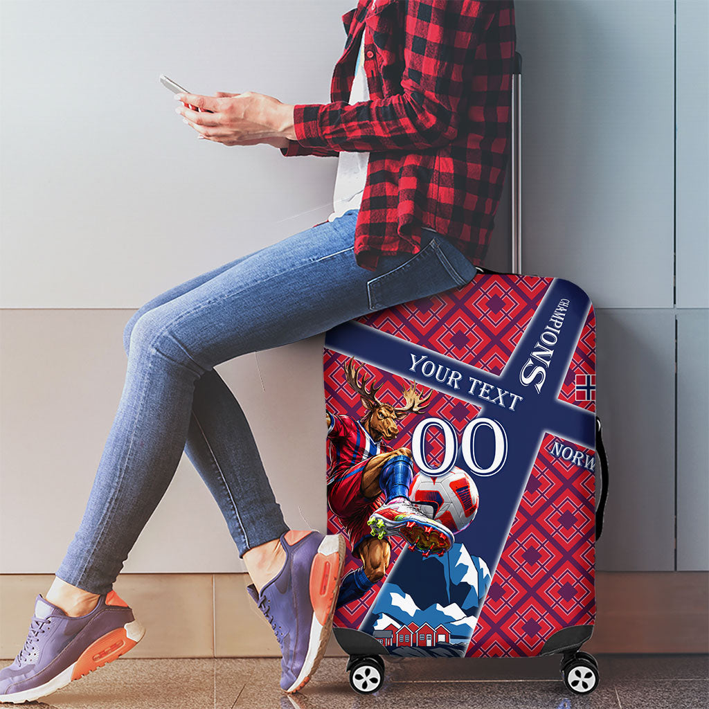 Personalized Norway Soccer Moose Champions Luggage Cover Football Nordic Heritage Mountain Art