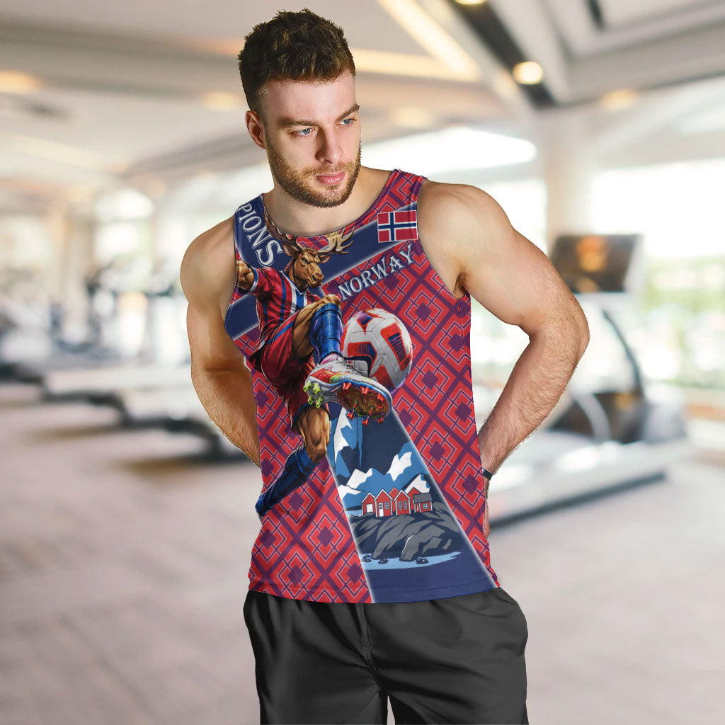 Personalized Norway Soccer Moose Champions Men Tank Top Football Nordic Heritage Mountain Art