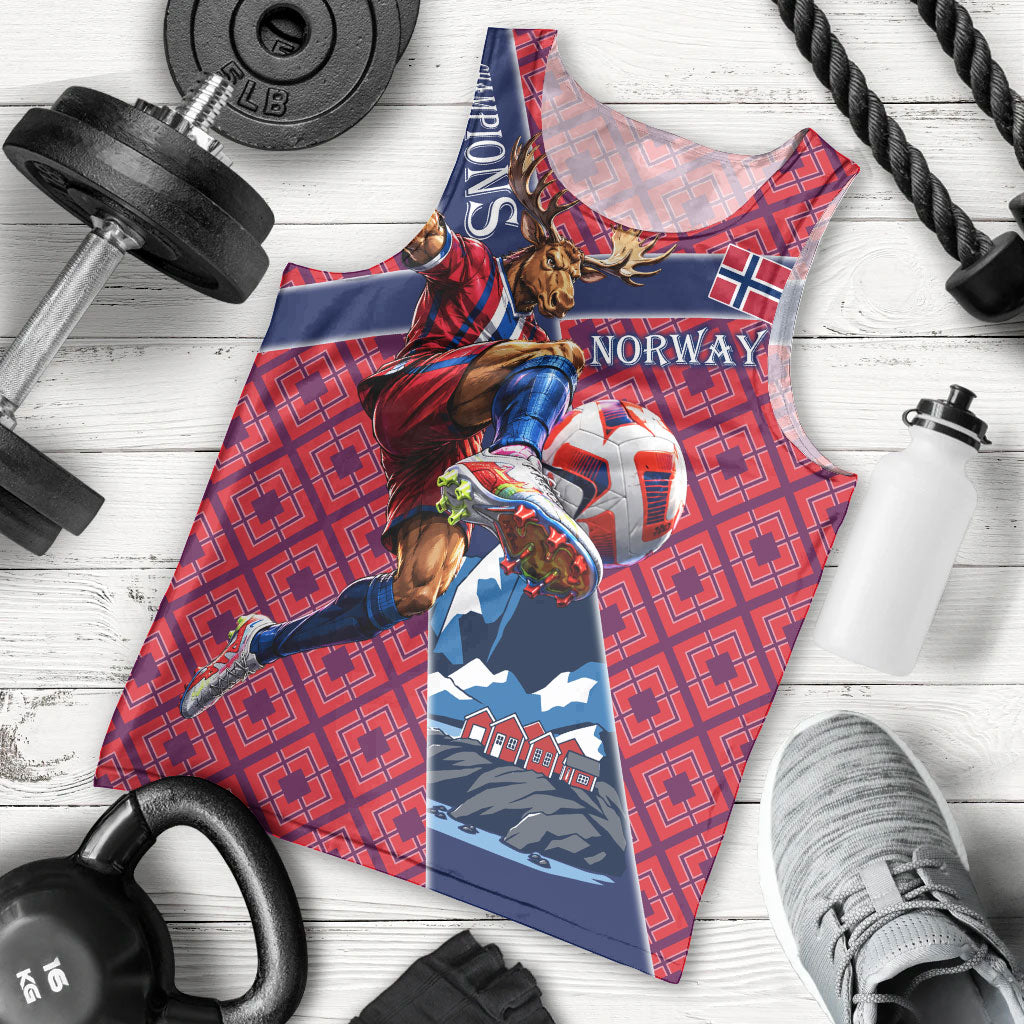 Personalized Norway Soccer Moose Champions Men Tank Top Football Nordic Heritage Mountain Art
